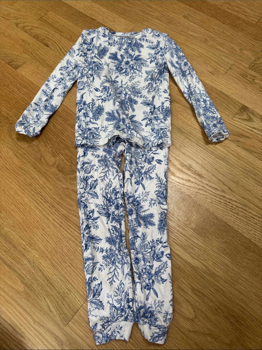 Ruffle Butts White and Blue Floral Long Sleeve Pajama Set
